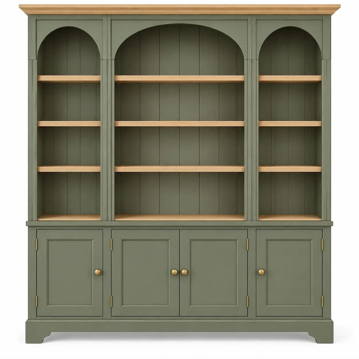 Estantería con almacenamiento con formas arqueadas, verde y marrón
